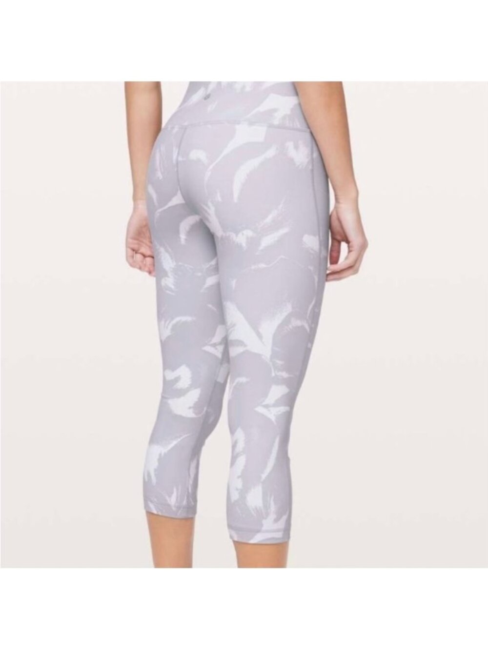 Lululemon Women's White & Gray Rare Wunder Under HR Crop 21” FLux Size 6